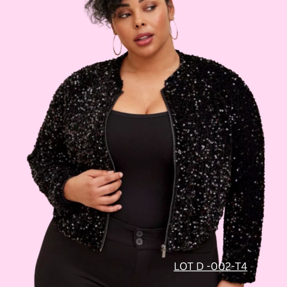 Torrid Sequin Crop Jacket – Black – Size 4